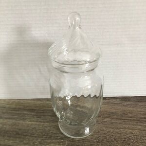 Clear Glass Apothecary Jar with Optic Swirl Design
